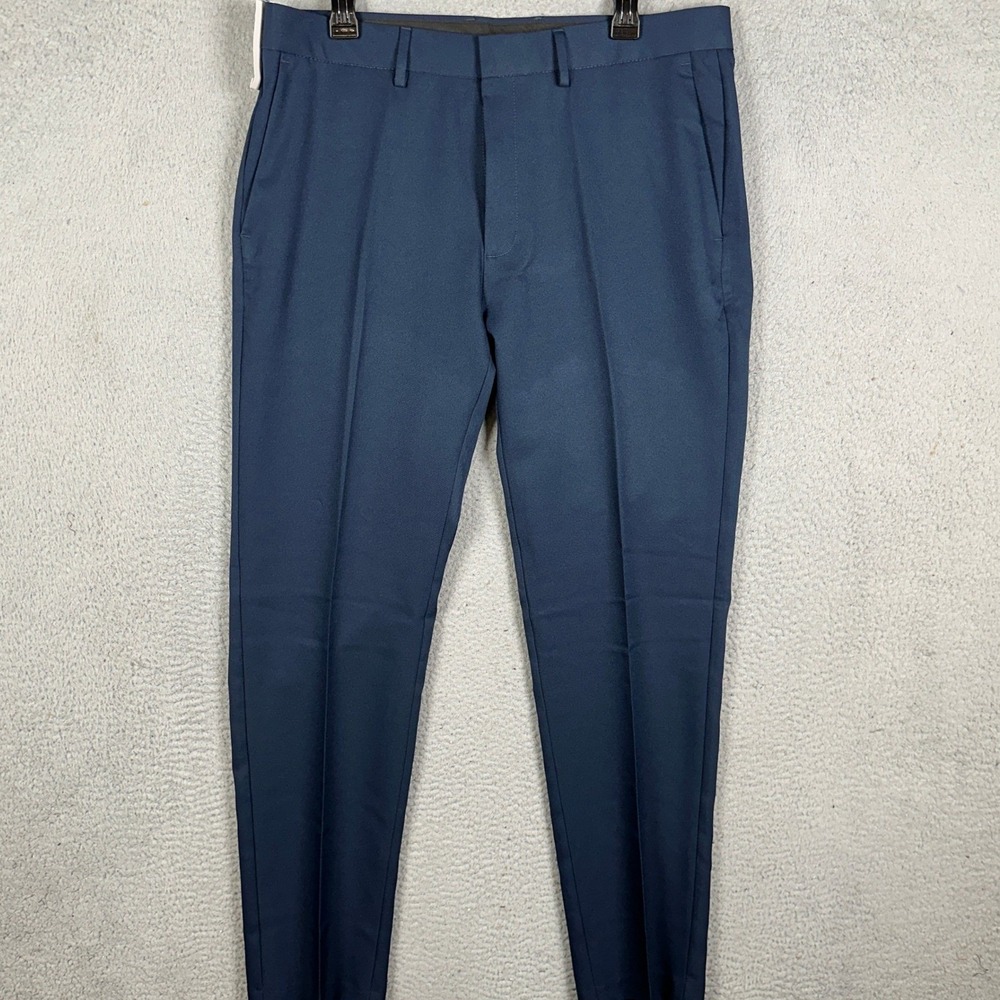 NEW Kenneth Cole Reaction Pants Men 36X32 Blue Dress Slim Fit Stretch Flat Front